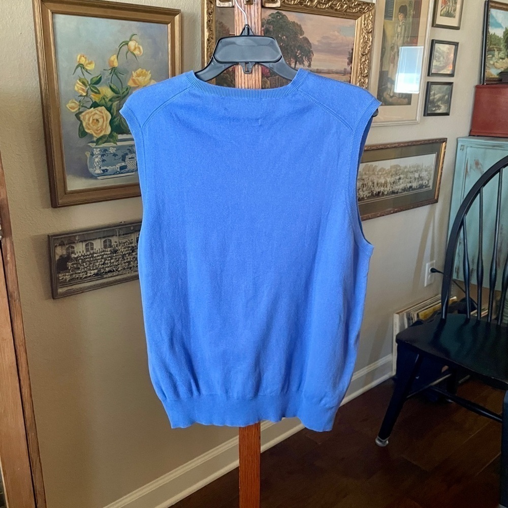 Polo Ralph Lauren men’s v-neck sweater vest 100% Pima cotton Large blue - Picture 6 of 7